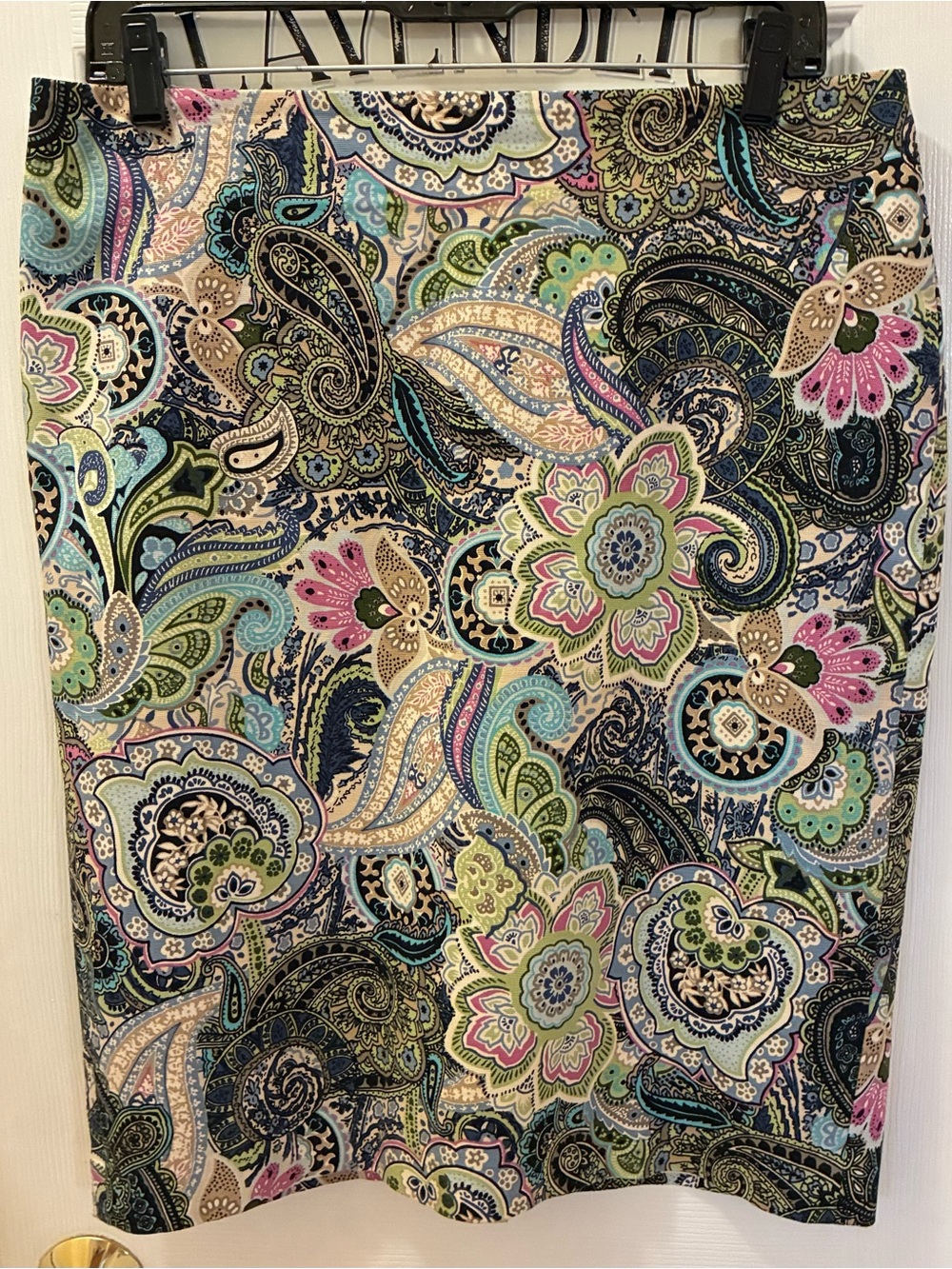 Talbots Paisley Pencil Skirt in Blue, Green & Pink